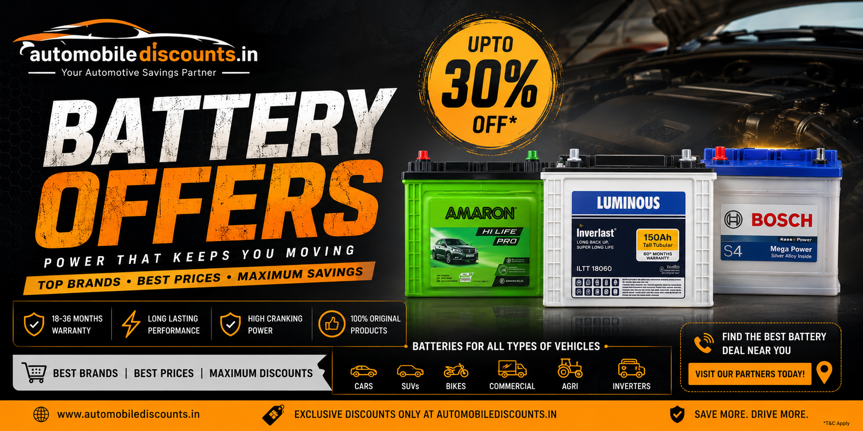 Flat 10% off on all batteries